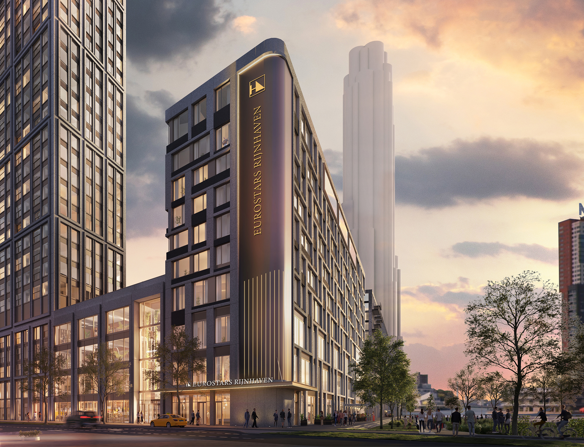 Het vijfsterren Eurostars Rijnhaven Hotel aan het water